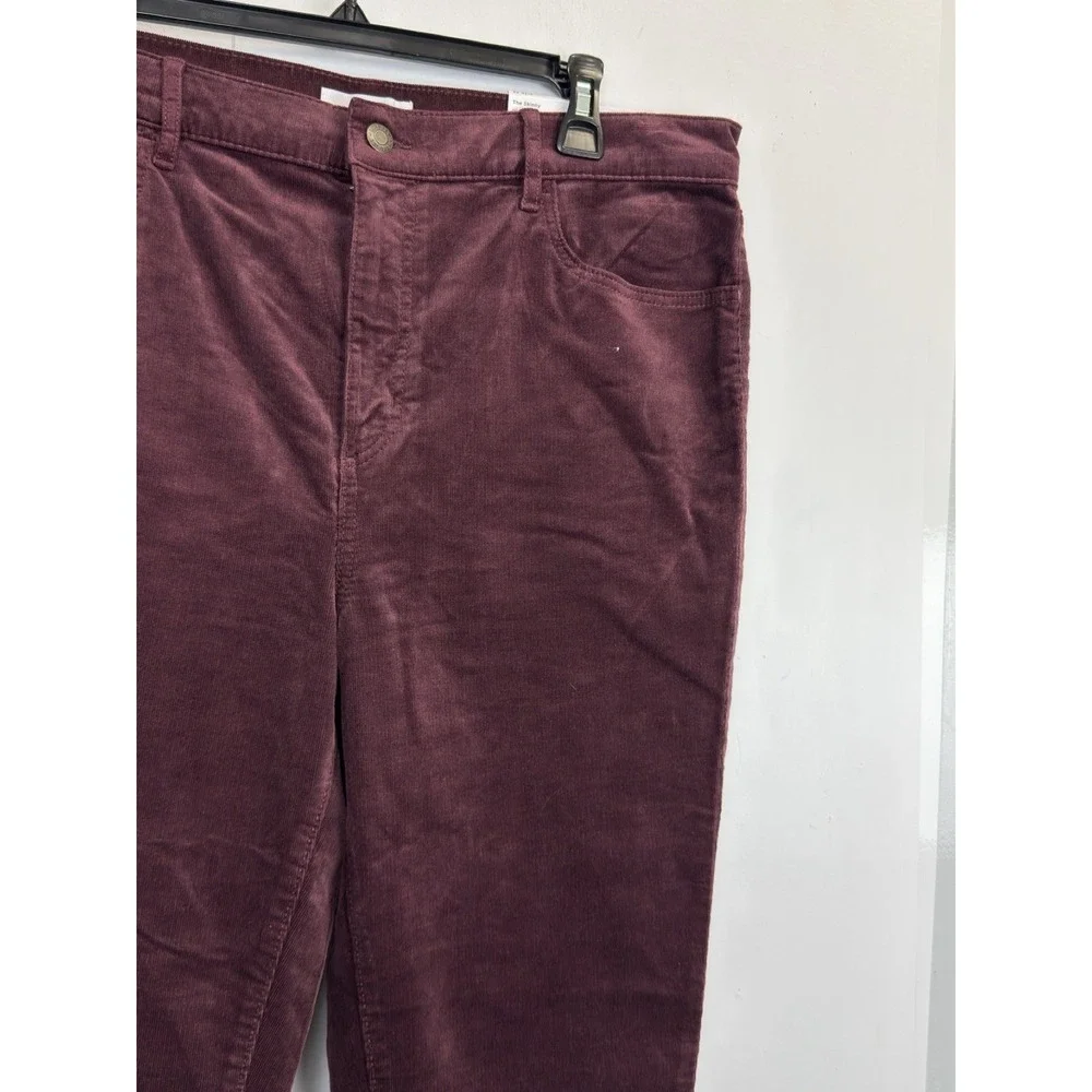 Ann Taylor LOFT Pants Womens 14/32 Burgundy Corduroy High Rise Skinny Leg Casual